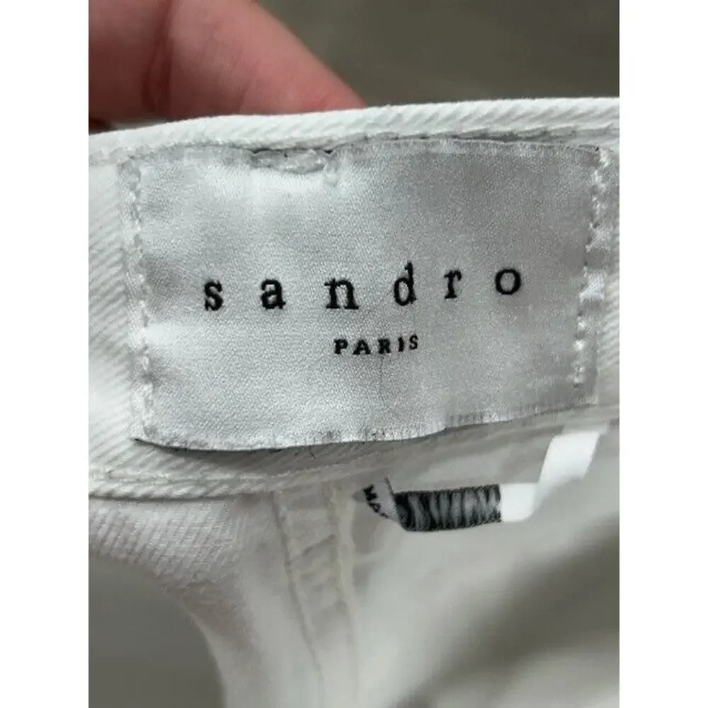 Sandro Paris Womens Droit Jeans Slim Straight Leg Button Fly Denim White Size 32
